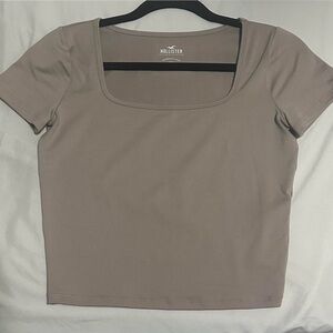 Hollister Women's Beige Square Neck Tee